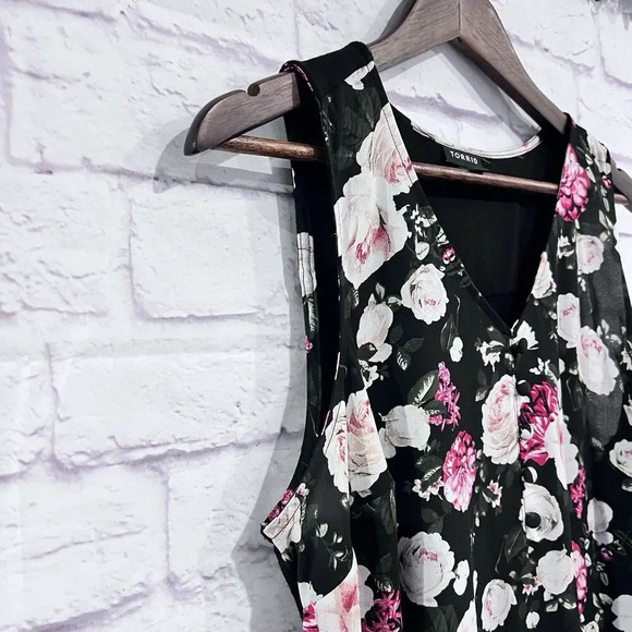 Torrid Black‎ Georgette Doble Layer Swing Tank Floral Print Plus Size 00 Casual - Picture 5 of 10